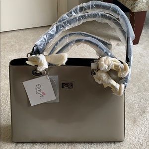 Beijo purse in metallic tan patent leather.